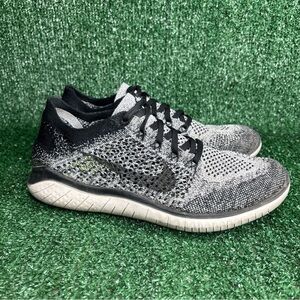 Nike Free RN Flyknit 2018 Women's Size 8.5 Running Shoes Black White Oreo